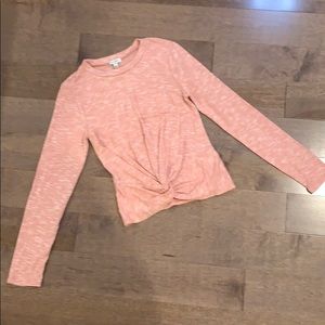 Love, fire pink knot front top.